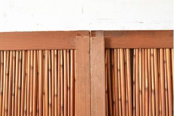 アンティーク建具　上品な透かし彫りが風情漂う御簾戸2枚セット(建具、簾戸、簀戸、葭戸、夏障子、すど、葦戸)(R-048560)