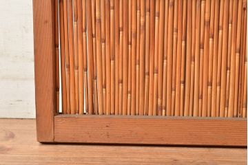 アンティーク建具　上品な透かし彫りが風情漂う御簾戸2枚セット(建具、簾戸、簀戸、葭戸、夏障子、すど、葦戸)(R-048560)