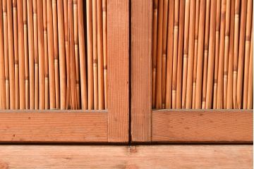 アンティーク建具　上品な透かし彫りが風情漂う御簾戸2枚セット(建具、簾戸、簀戸、葭戸、夏障子、すど、葦戸)(R-048560)