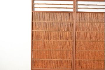 アンティーク建具　様々な採光と通風を感じることができる御簾戸2枚セット(建具、簾戸、簀戸、葭戸、夏障子、すど、葦戸)(R-048561)
