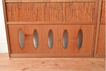アンティーク建具　様々な採光と通風を感じることができる御簾戸2枚セット(建具、簾戸、簀戸、葭戸、夏障子、すど、葦戸)(R-048561)