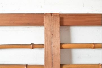 アンティーク建具　様々な採光と通風を感じることができる御簾戸2枚セット(建具、簾戸、簀戸、葭戸、夏障子、すど、葦戸)(R-048561)