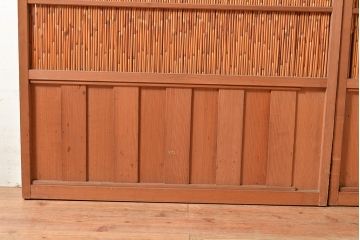 アンティーク建具　様々な採光と通風を感じることができる御簾戸2枚セット(建具、簾戸、簀戸、葭戸、夏障子、すど、葦戸)(R-048561)