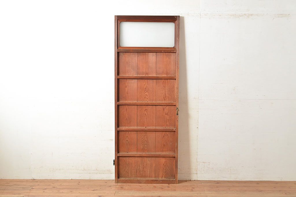 和製アンティーク　窓付き　シンプルなデザインが取り入れやすい木製の扉(ドア、木製ドア、建具)(R-048563)