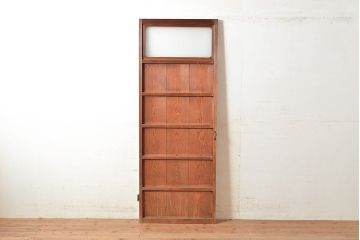 和製アンティーク　窓付き　シンプルなデザインが取り入れやすい木製の扉(ドア、木製ドア、建具)(R-048563)