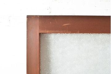 ヴィンテージ建具　昭和中期　2種類のレトロなガラスで違った輝きを楽しめる木製ドア1枚　(R-048564)