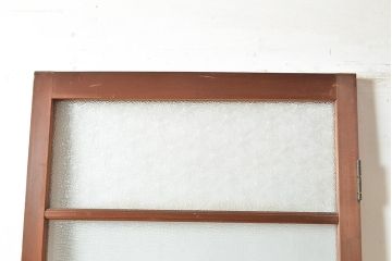 ヴィンテージ建具　昭和中期　2種類のレトロなガラスで違った輝きを楽しめる木製ドア1枚　(R-048564)