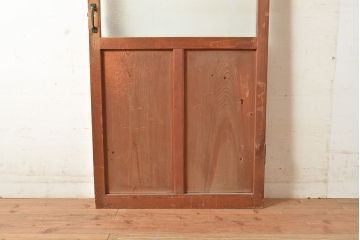 ヴィンテージ建具　昭和中期　2種類のレトロなガラスで違った輝きを楽しめる木製ドア1枚　(R-048564)