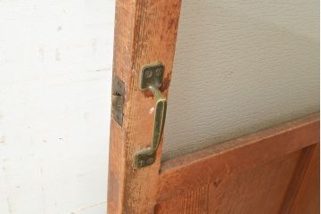 ヴィンテージ建具　昭和中期　2種類のレトロなガラスで違った輝きを楽しめる木製ドア1枚　(R-048564)