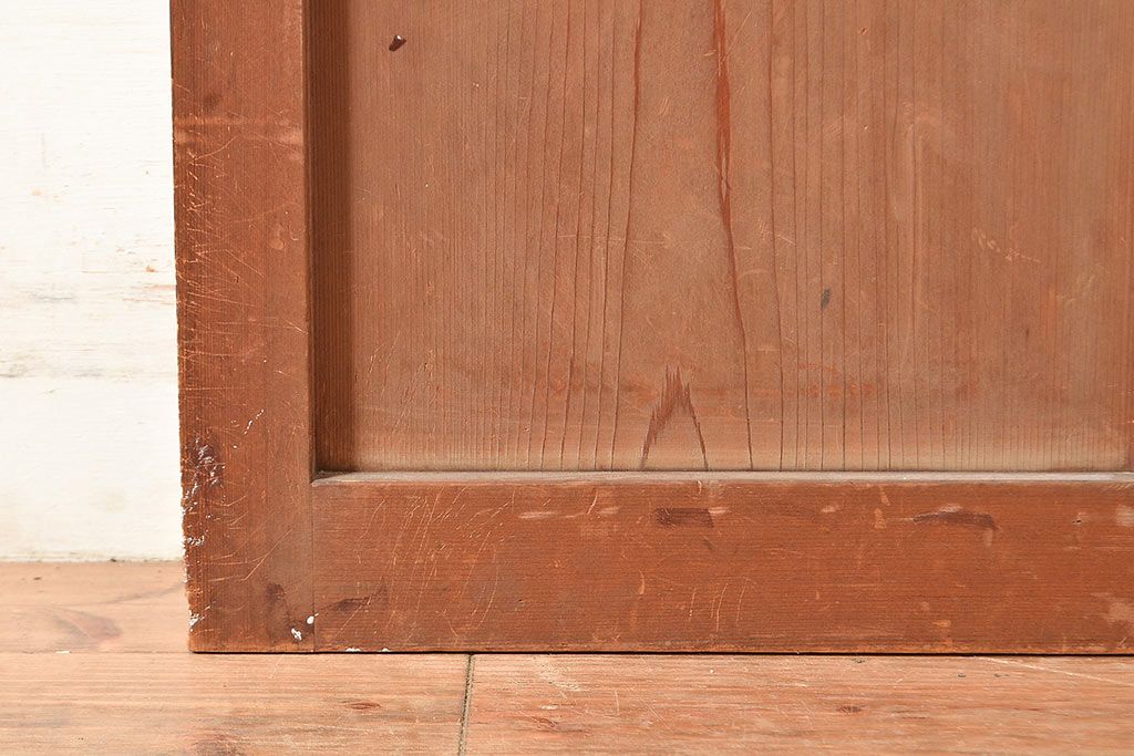 ヴィンテージ建具　昭和中期　2種類のレトロなガラスで違った輝きを楽しめる木製ドア1枚　(R-048564)