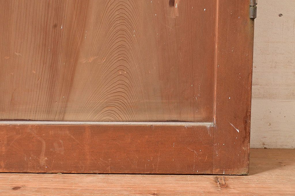 ヴィンテージ建具　昭和中期　2種類のレトロなガラスで違った輝きを楽しめる木製ドア1枚　(R-048564)