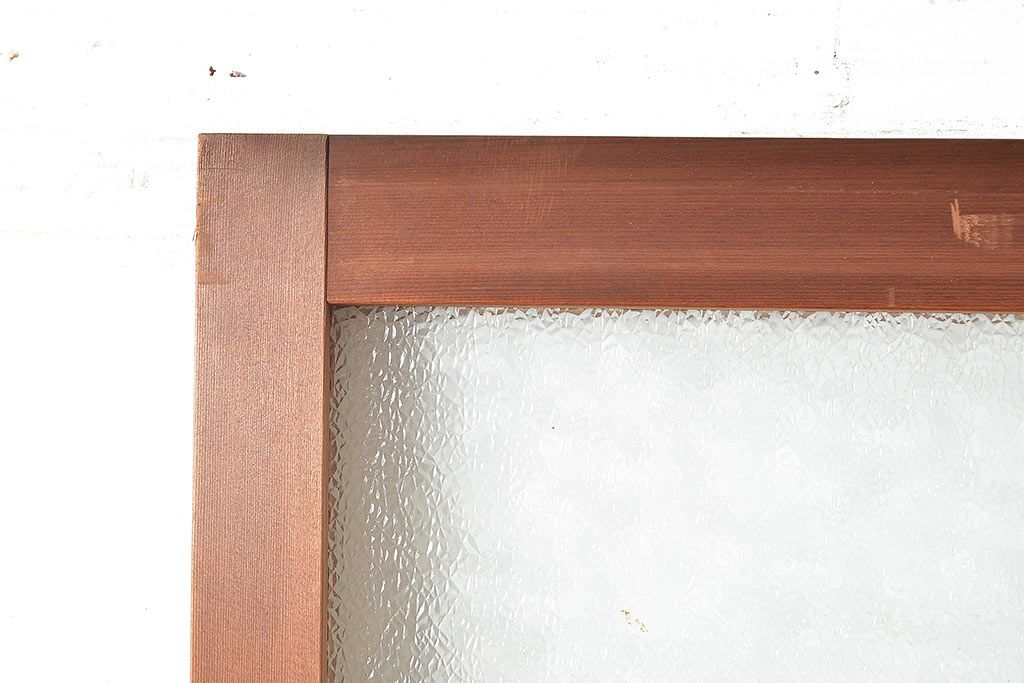 ヴィンテージ建具　昭和中期　2種類のレトロなガラスで違った輝きを楽しめる木製ドア1枚　(R-048564)