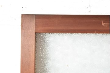 ヴィンテージ建具　昭和中期　2種類のレトロなガラスで違った輝きを楽しめる木製ドア1枚　(R-048564)