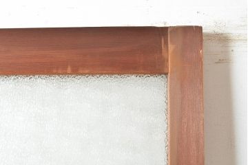 ヴィンテージ建具　昭和中期　2種類のレトロなガラスで違った輝きを楽しめる木製ドア1枚　(R-048564)