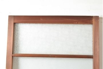 ヴィンテージ建具　昭和中期　2種類のレトロなガラスで違った輝きを楽しめる木製ドア1枚　(R-048564)