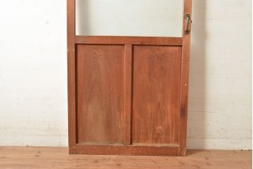 ヴィンテージ建具　昭和中期　2種類のレトロなガラスで違った輝きを楽しめる木製ドア1枚　(R-048564)