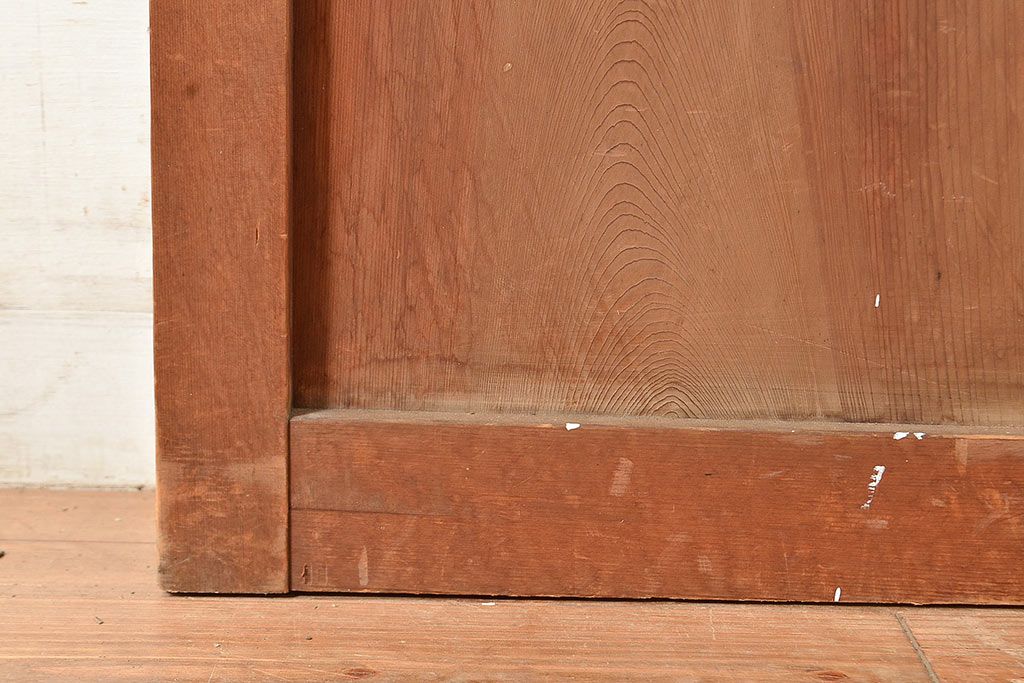 ヴィンテージ建具　昭和中期　2種類のレトロなガラスで違った輝きを楽しめる木製ドア1枚　(R-048564)