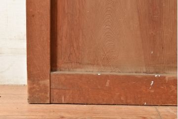 ヴィンテージ建具　昭和中期　2種類のレトロなガラスで違った輝きを楽しめる木製ドア1枚　(R-048564)