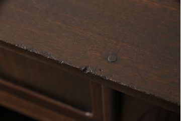 和製アンティーク　縞黒檀材の木目がアクセントになる上品な佇まいの茶棚(収納棚、飾り棚、戸棚)(R-048566)