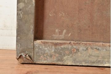 アンティーク建具　明治～大正期　整然と並ぶ縦桟が和モダンな印象を高めるヒノキ材製蔵戸1枚　(R-048567)