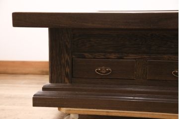 中古　高級品!　鉄刀木(タガヤサン)　内部銅製 美しい木目が魅力の関西火鉢(ローテーブル、長火鉢、座卓、リビングテーブル、囲炉裏)(R-048576)