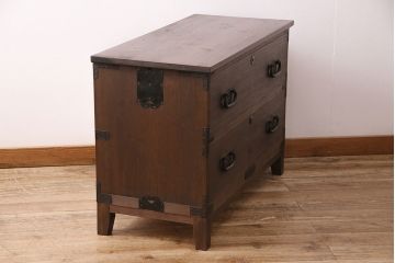 和製アンティーク　総桐材　当店リメイク　上手物!木の質感と木目が味わい深いローボード(テレビ台、ローチェスト、引き出し、衣装箪笥)(R-048579)