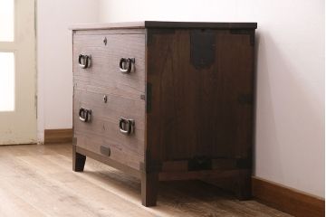 和製アンティーク　総桐材　当店リメイク　上手物!木の質感と木目が味わい深いローボード(テレビ台、ローチェスト、引き出し、衣装箪笥)(R-048579)