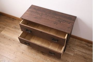 和製アンティーク　総桐材　当店リメイク　上手物!木の質感と木目が味わい深いローボード(テレビ台、ローチェスト、引き出し、衣装箪笥)(R-048579)