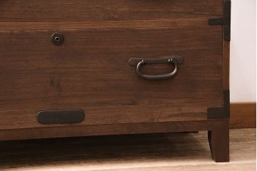 和製アンティーク　総桐材　当店リメイク　上手物!木の質感と木目が味わい深いローボード(テレビ台、ローチェスト、引き出し、衣装箪笥)(R-048579)