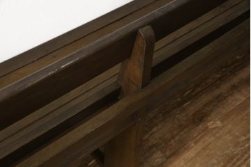 和製アンティーク　昭和初期　栓材　木の風合いが味わい深い大型のチャーチベンチ(木製ベンチ、長椅子、ベンチ)(R-048582)