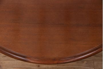 和製ヴィンテージ　ガラス天板付きが嬉しい!品のある佇まいが魅力のラウンドテーブル(ダイニングテーブル、丸テーブル、ビンテージ)(R-048584)