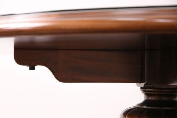 和製ヴィンテージ　ガラス天板付きが嬉しい!品のある佇まいが魅力のラウンドテーブル(ダイニングテーブル、丸テーブル、ビンテージ)(R-048584)