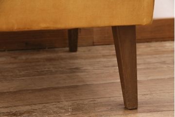 和製アンティーク　黄色いファブリックがレトロな1人掛けソファ(アームチェア、1Pソファ)(R-048587)
