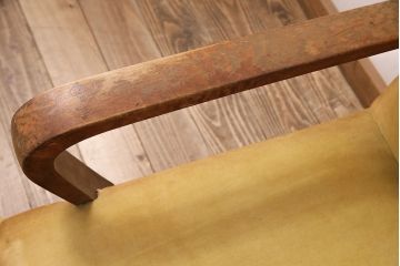 和製アンティーク　黄色いファブリックがレトロな1人掛けソファ(アームチェア、1Pソファ)(R-048588)