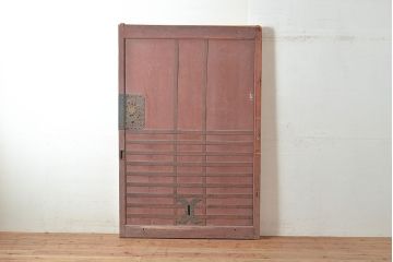 アンティーク建具　明治～大正期　檜(ヒノキ)材　金具の長い歳月を経た貫禄と存在感溢れる蔵戸1枚　(R-048589)