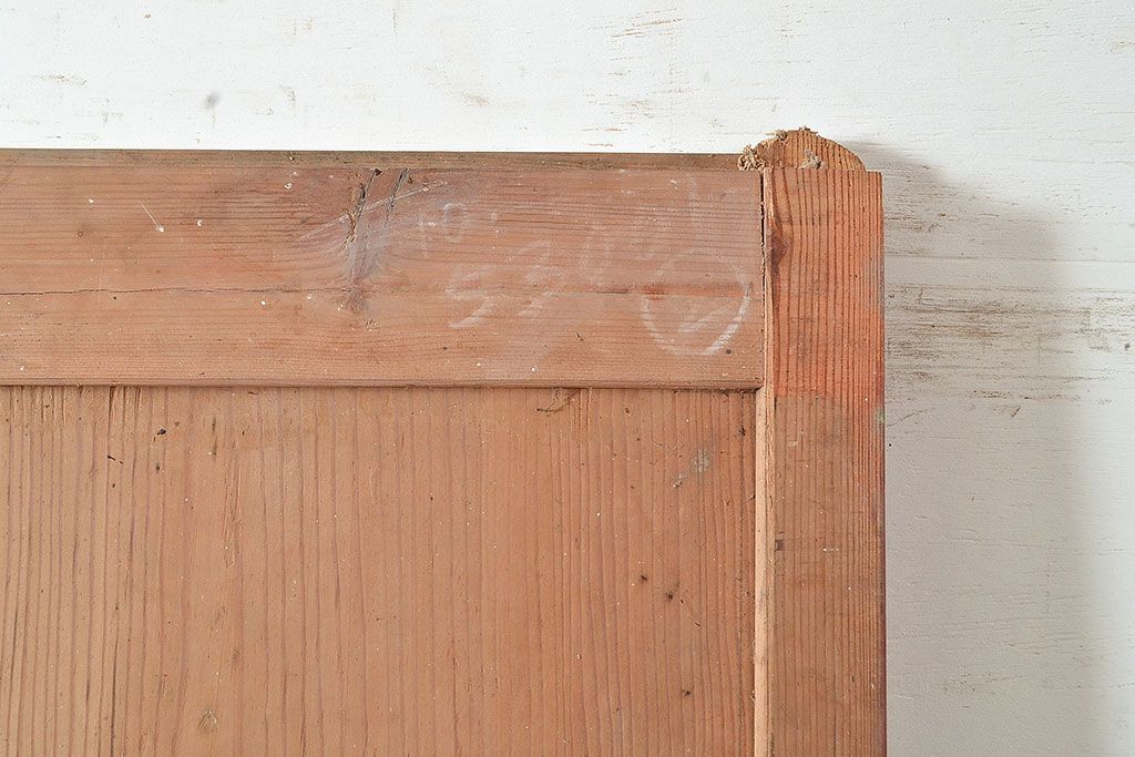 アンティーク建具　明治～大正期　檜(ヒノキ)材　金具の長い歳月を経た貫禄と存在感溢れる蔵戸1枚　(R-048589)