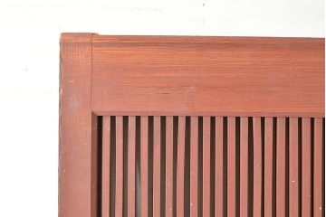 アンティーク建具　昭和初期　整然と並ぶ格子が上品な檜(ヒノキ)材製の格子蔵戸1枚　(R-048590)