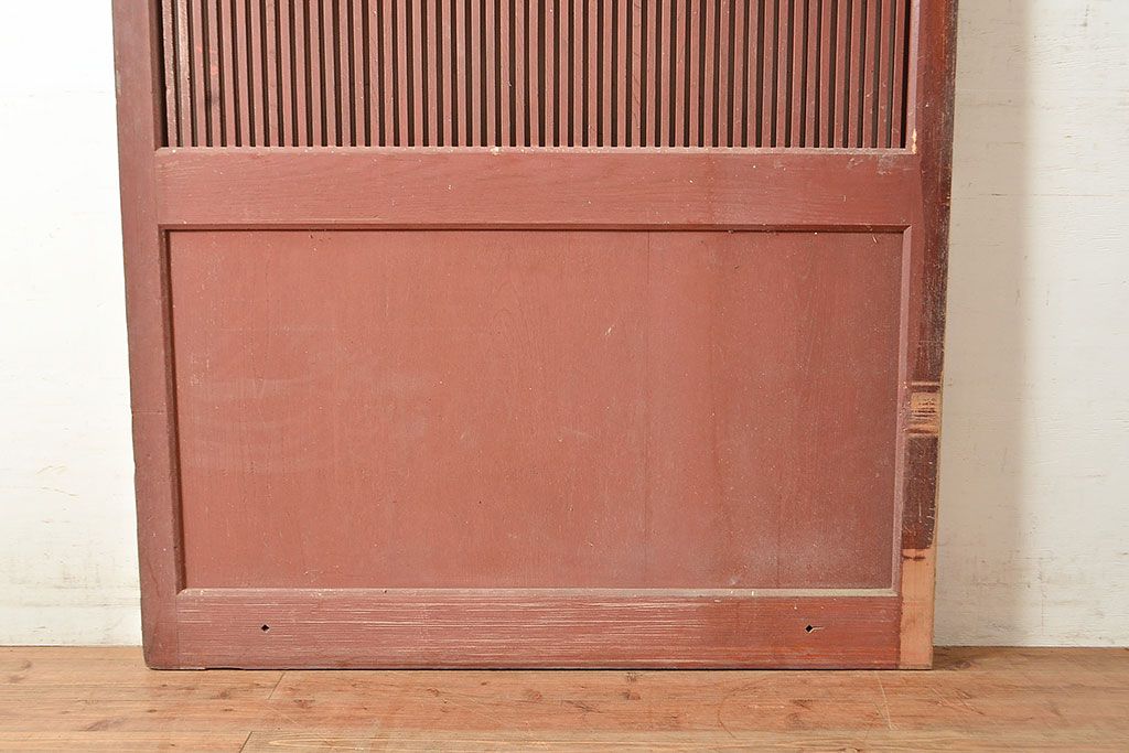 アンティーク建具　昭和初期　整然と並ぶ格子が上品な檜(ヒノキ)材製の格子蔵戸1枚　(R-048590)