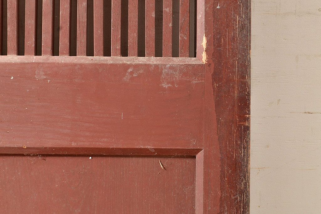 アンティーク建具　昭和初期　整然と並ぶ格子が上品な檜(ヒノキ)材製の格子蔵戸1枚　(R-048590)