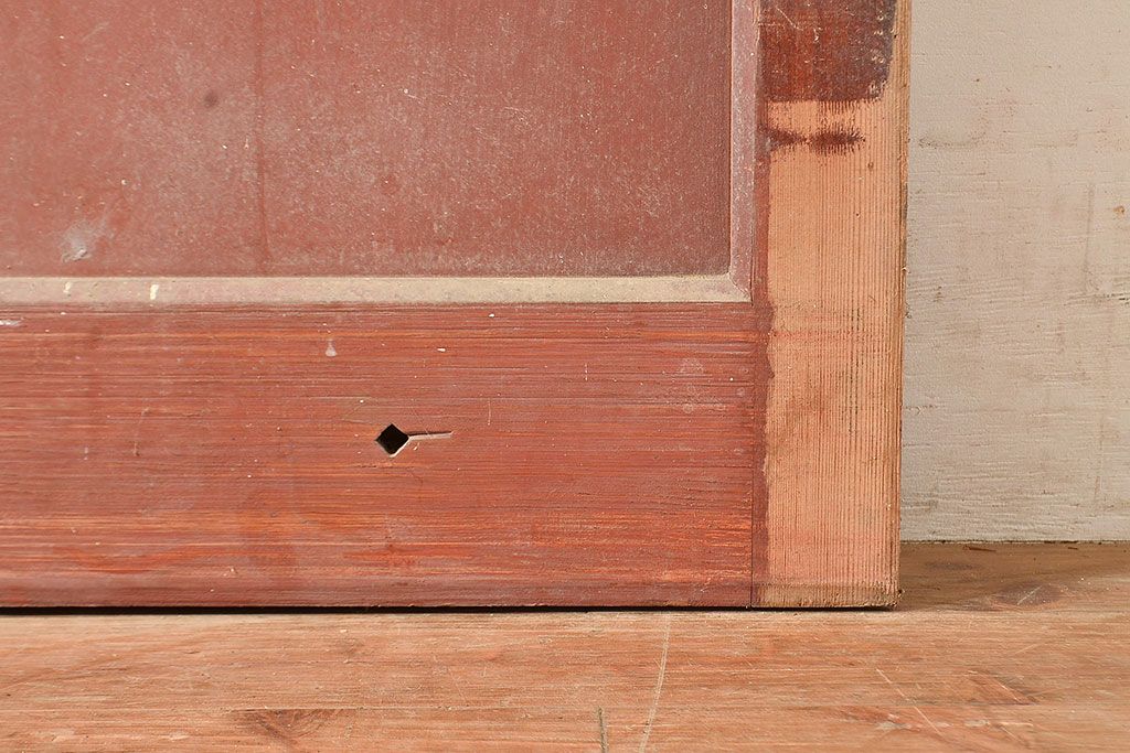 アンティーク建具　昭和初期　整然と並ぶ格子が上品な檜(ヒノキ)材製の格子蔵戸1枚　(R-048590)