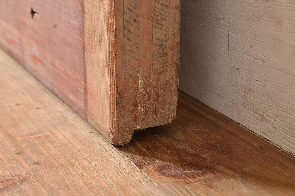 アンティーク建具　昭和初期　整然と並ぶ格子が上品な檜(ヒノキ)材製の格子蔵戸1枚　(R-048590)