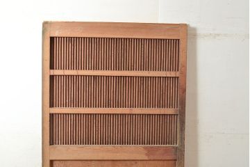 アンティーク建具　昭和初期　整然と並ぶ格子が上品な檜(ヒノキ)材製の格子蔵戸1枚　(R-048590)