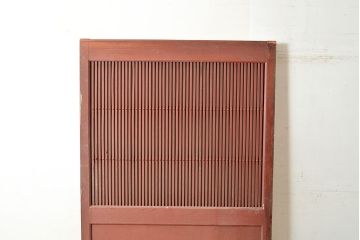 アンティーク建具　整然と並ぶ格子が上品なヒノキ材製の格子蔵戸(玄関戸、引き戸、建具)(R-048590)