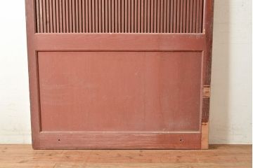 アンティーク建具　整然と並ぶ格子が上品なヒノキ材製の格子蔵戸(玄関戸、引き戸、建具)(R-048590)