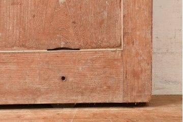アンティーク建具　整然と並ぶ格子が上品なヒノキ材製の格子蔵戸(玄関戸、引き戸、建具)(R-048590)