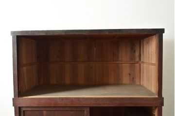 和製アンティーク　前面ヒノキ材　明治・大正期の水屋箪笥ローボード(収納箪笥、収納棚、戸棚)(R-048592)