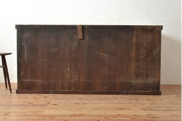 和製アンティーク　前面ヒノキ材　明治・大正期の水屋箪笥ローボード(収納箪笥、収納棚、戸棚)(R-048592)