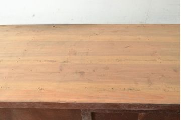 和製アンティーク　前面ヒノキ材　明治・大正期の水屋箪笥ローボード(収納箪笥、収納棚、戸棚)(R-048593)