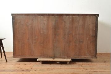 和製アンティーク　前面ヒノキ材　明治・大正期の水屋箪笥ローボード(収納箪笥、収納棚、戸棚)(R-048593)