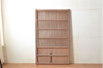 アンティーク建具　明治～大正期　シンプルな佇まいで取り入れやすい檜(ヒノキ)材の格子戸1枚　(R-048595)